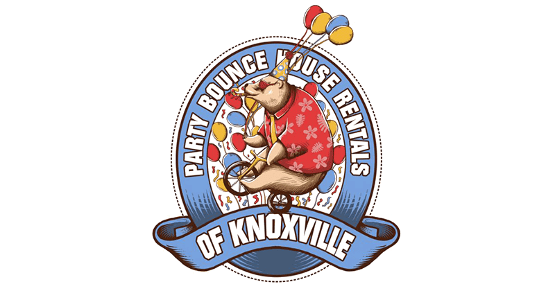 Party Bounce House Rentals of Knoxville — bear on unicycle logo
