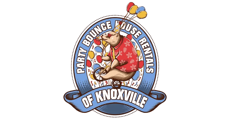 Party Bounce House Rentals of Knoxville — bear on unicycle logo