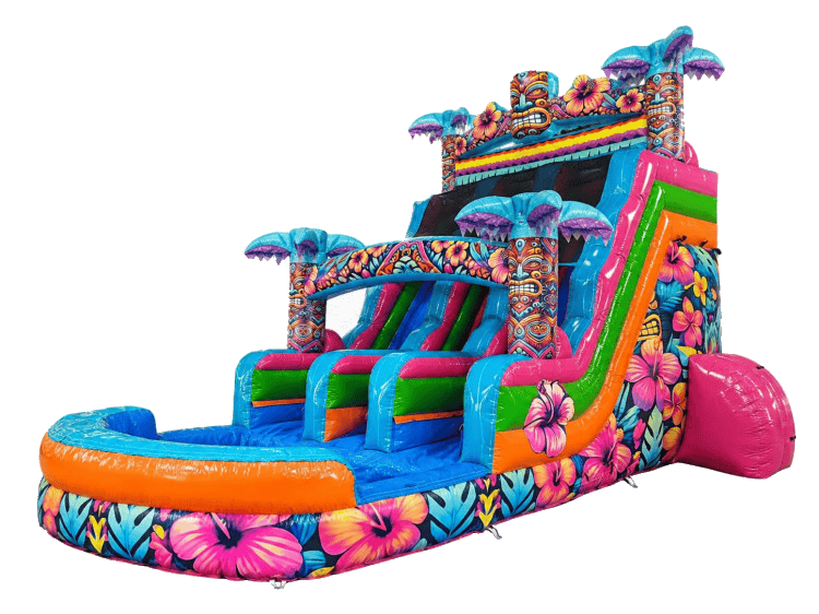 16ft Double Lane Hawaiian Splash Slide 16ft Double Lane Hawaiian Splash Slide