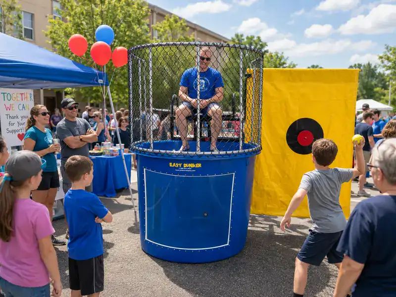 Dunk tank rental Knoxville TN at a school fundraiser festival
